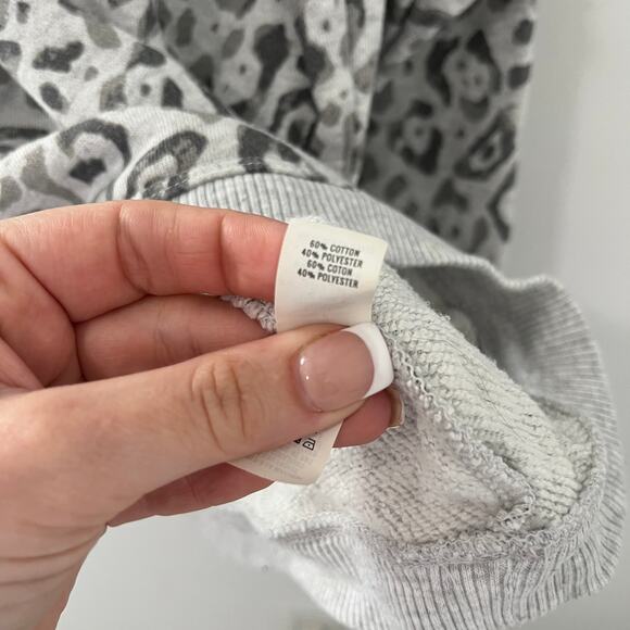 Aerie Gray Animal Print Half Zip Oversized Sweatshirt Size Small - Picture 5 of 6